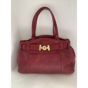 Cole Haan Jasmine H04 Red Leather Large Shoulder Handbag Purse Satchel